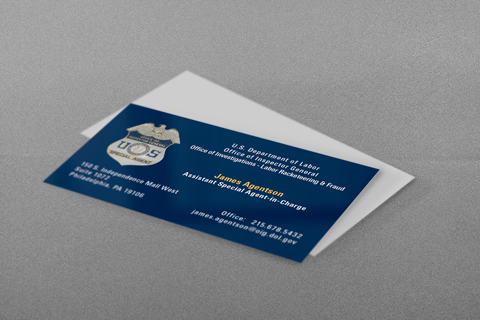 Dept of Labor Business Card in Blue